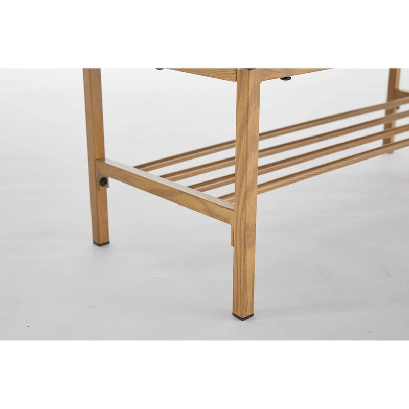 Banc à chaussures capitonné en lin avec rangement