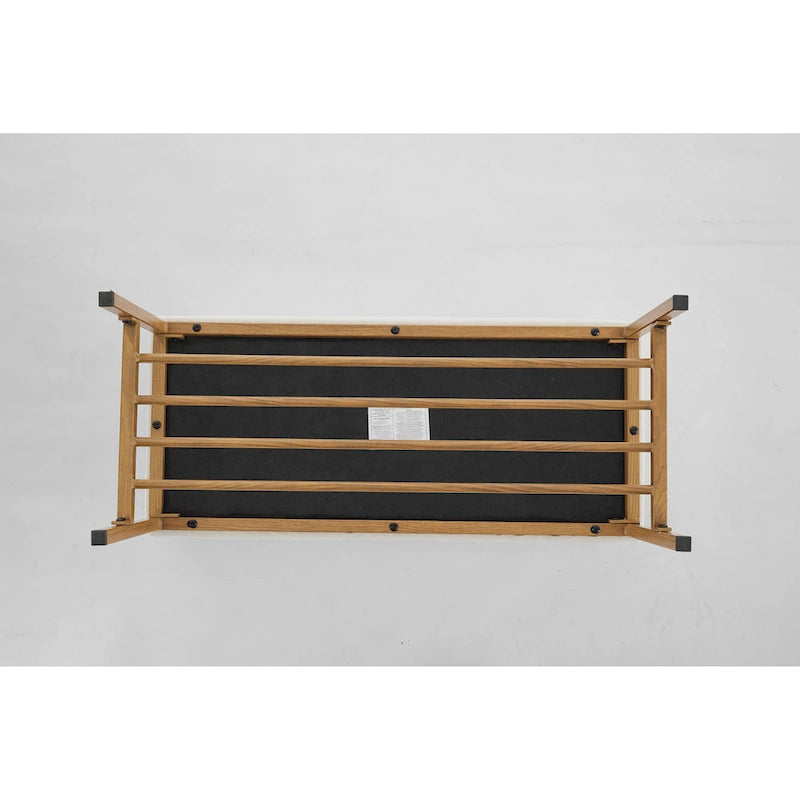 Banc à chaussures capitonné en lin avec rangement