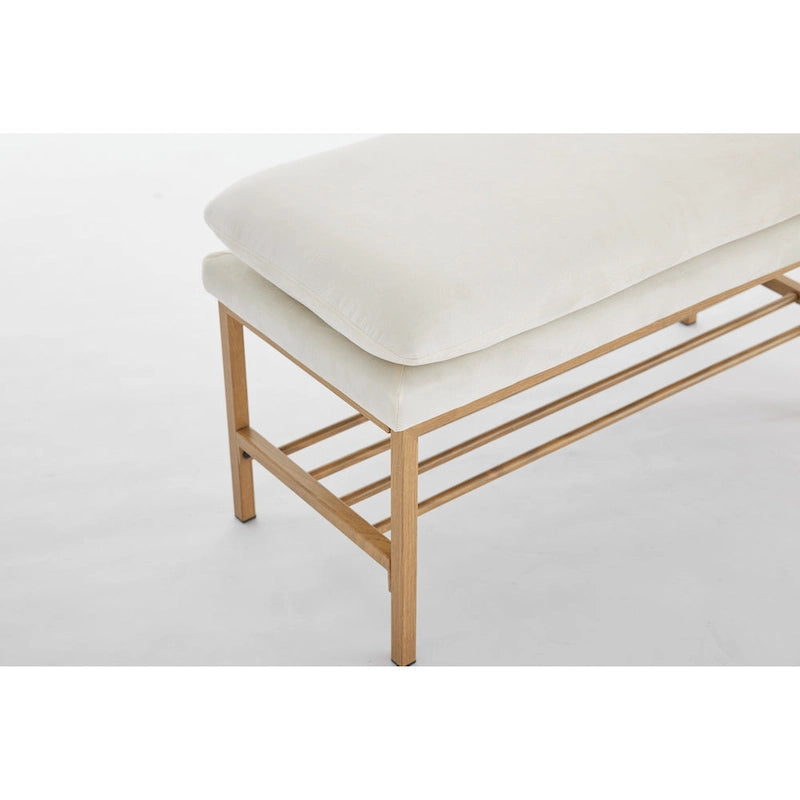 Banc à chaussures capitonné en lin avec rangement