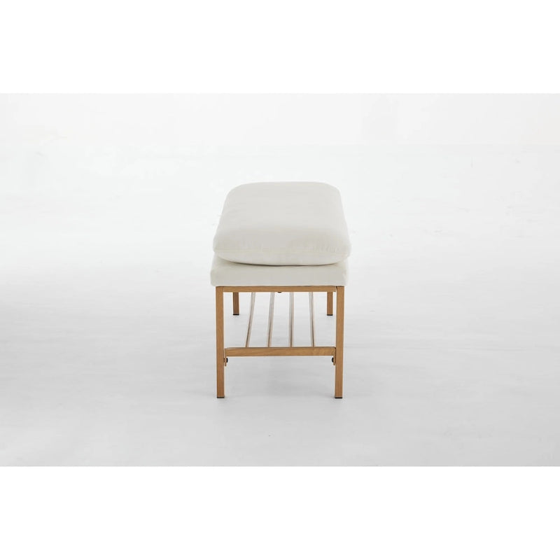 Banc à chaussures capitonné en lin avec rangement