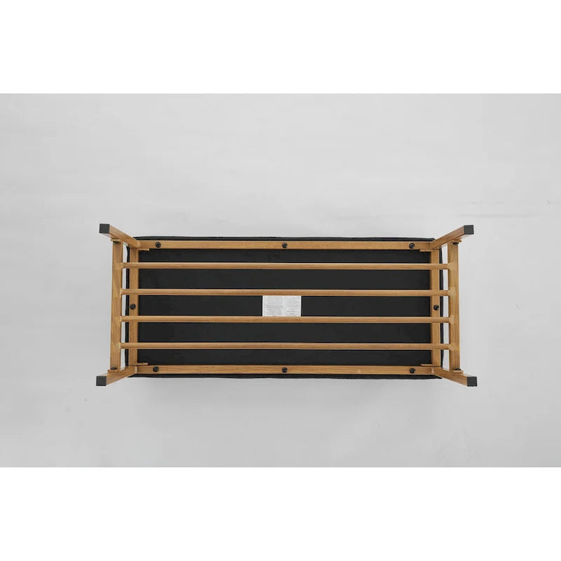 Banc à chaussures capitonné en lin avec rangement