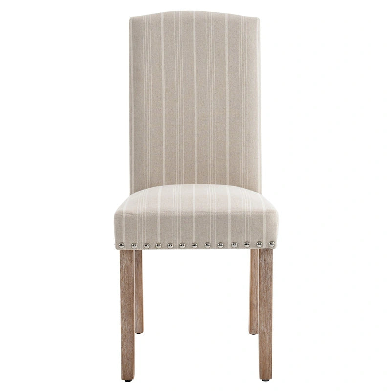 Chaises de salle à manger en tissu gris avec garniture cloutée