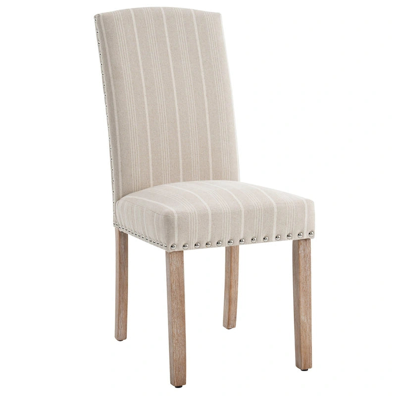 Chaises de salle à manger en tissu gris avec garniture cloutée
