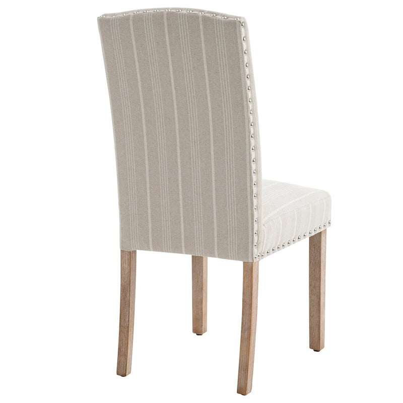 Chaises de salle à manger en tissu gris avec garniture cloutée
