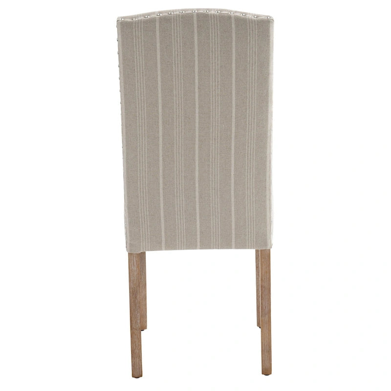 Chaises de salle à manger en tissu gris avec garniture cloutée
