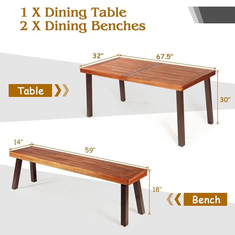 Ensemble de 3 pièces : table et chaises de pique-nique