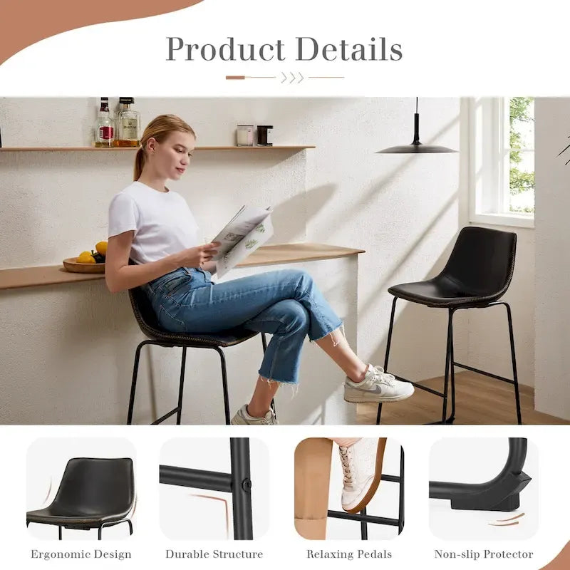 Tabourets de bar hauteur comptoir, tabourets de bar hauts modernes en similicuir