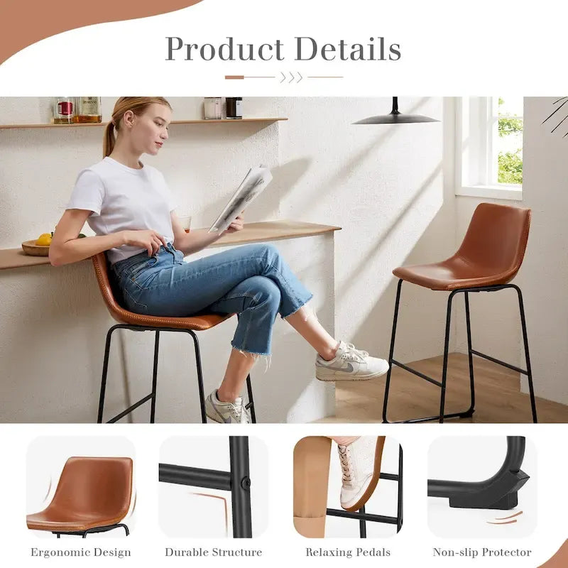 Tabourets de bar hauteur comptoir, tabourets de bar hauts modernes en similicuir