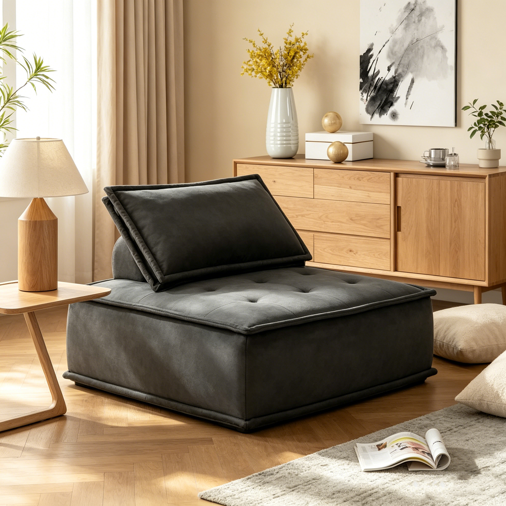 Chaise longue sans accoudoirs en velours