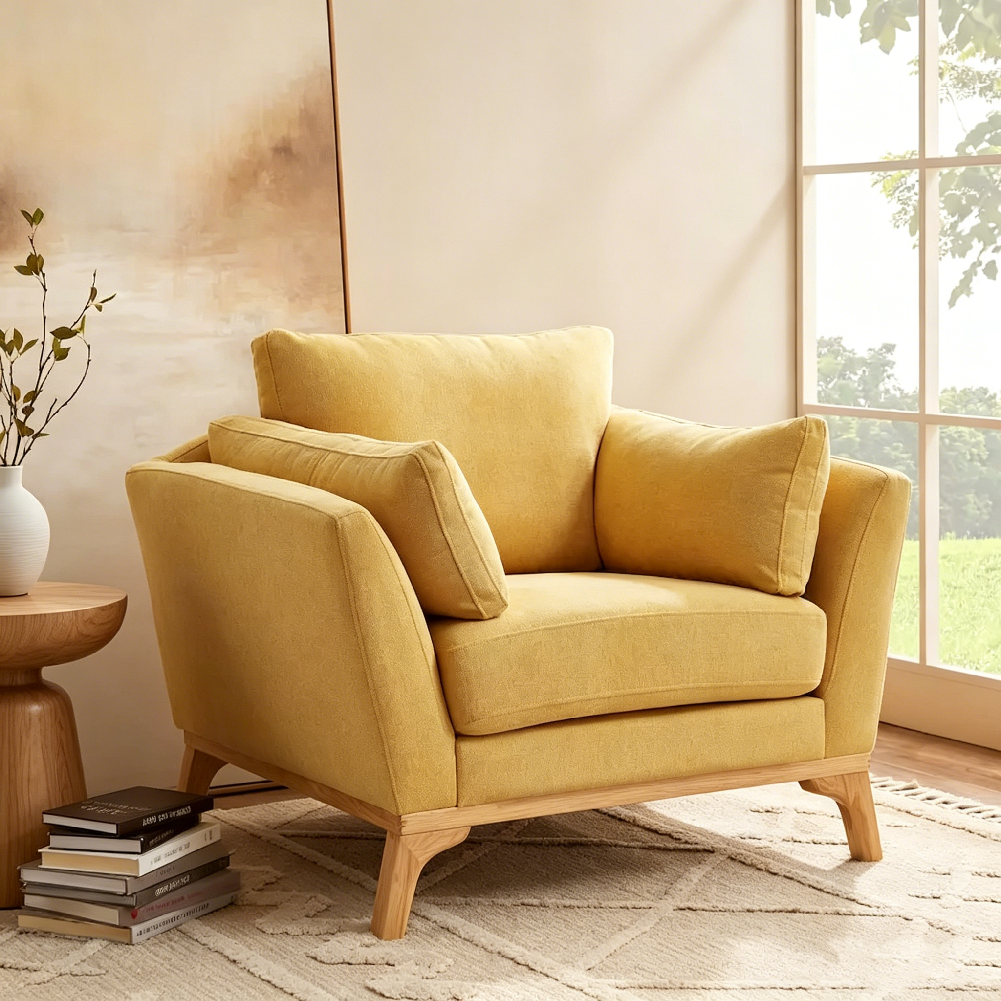 Fauteuil d'appoint moderne avec accoudoirs évasés