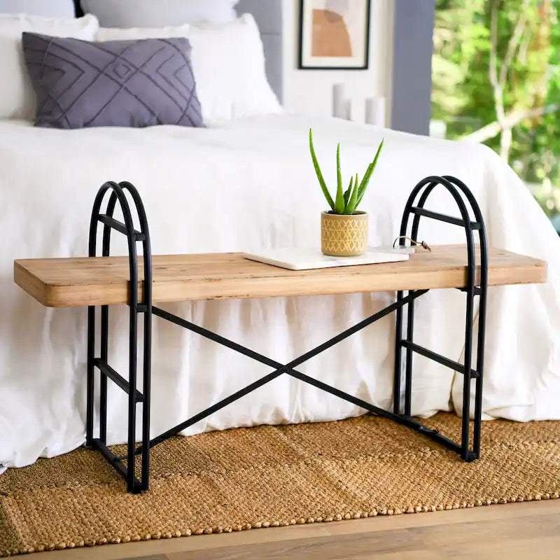 Banc en bois et métal