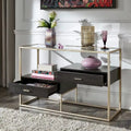 Table d'appoint de canapé champagne finition argent avec rangement