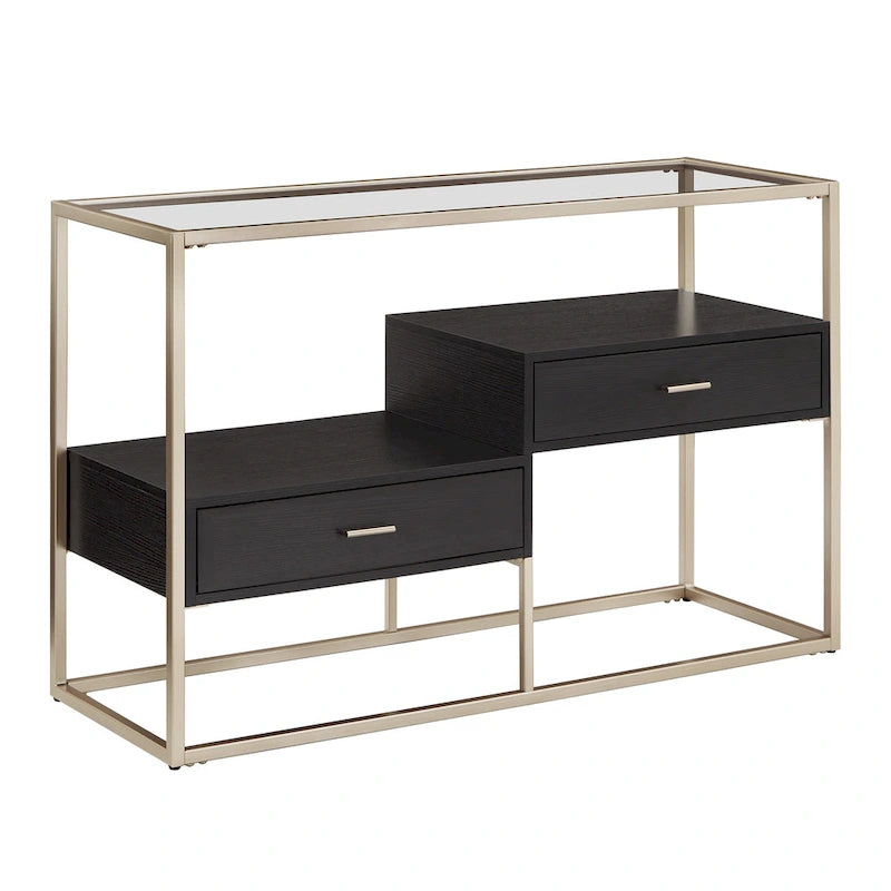 Table d'appoint de canapé champagne finition argent avec rangement