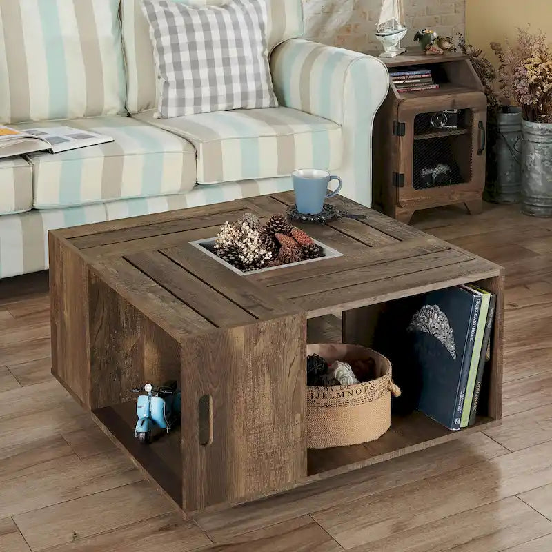 Table basse mobile avec étagères ouvertes