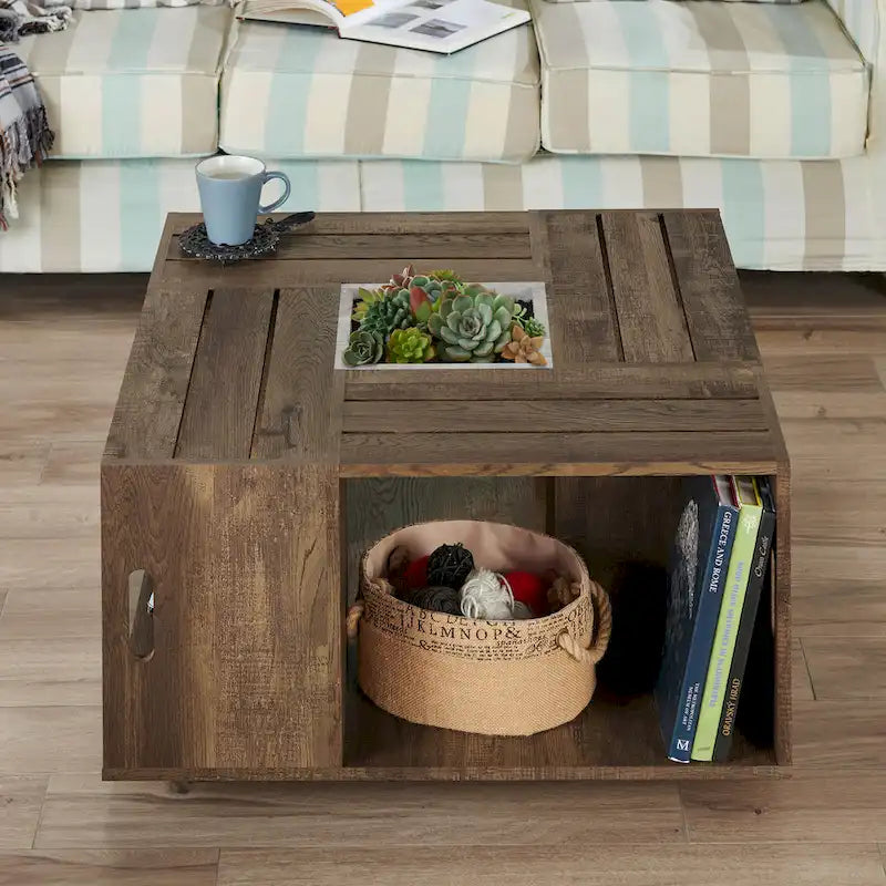 Table basse mobile avec étagères ouvertes