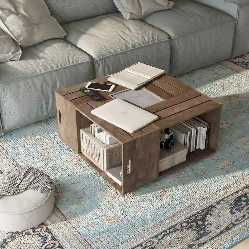 Table basse mobile avec étagères ouvertes