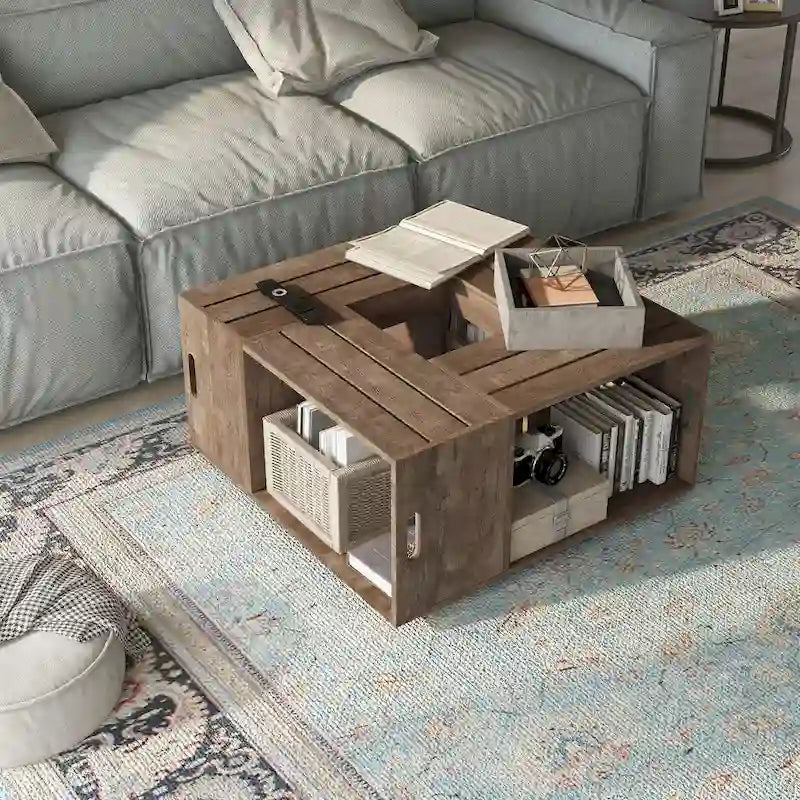 Table basse mobile avec étagères ouvertes