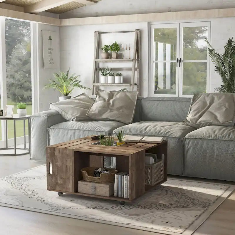 Table basse mobile avec étagères ouvertes