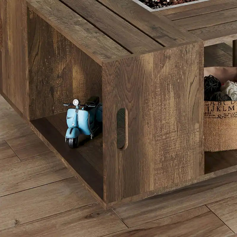 Table basse mobile avec étagères ouvertes