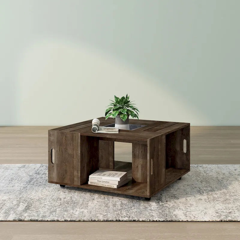 Table basse mobile avec étagères ouvertes