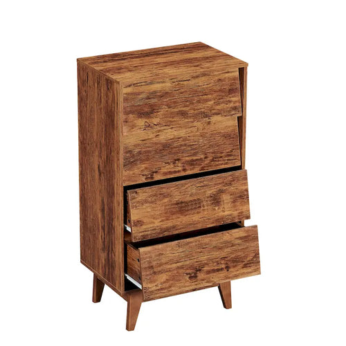 Commode 4 tiroirs en bois au design biseauté de style vintage