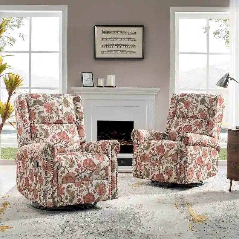 Fauteuil à bascule pivotant manuel à imprimé floral