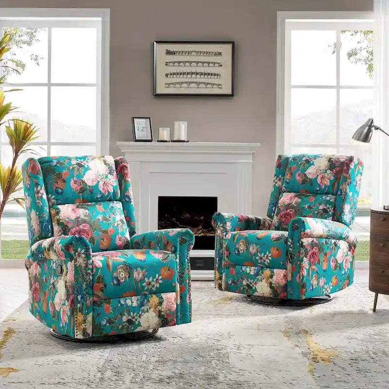 Fauteuil à bascule pivotant manuel à imprimé floral
