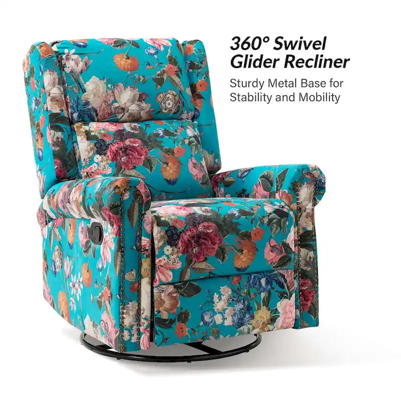 Fauteuil à bascule pivotant manuel à imprimé floral