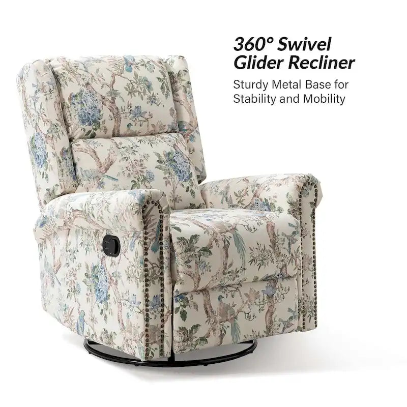 Fauteuil à bascule pivotant manuel à imprimé floral