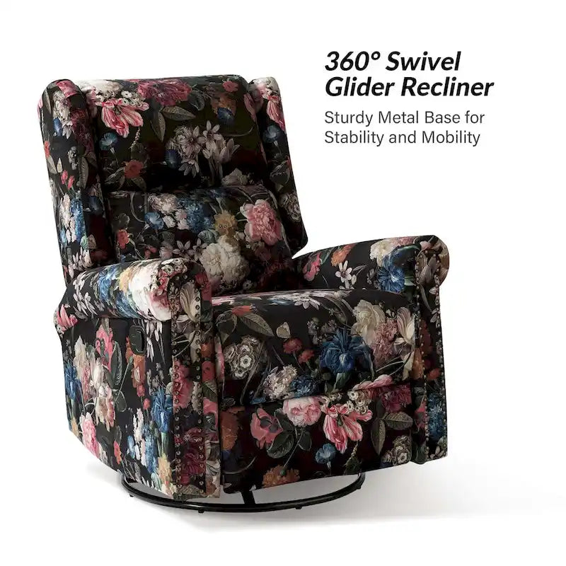 Fauteuil à bascule pivotant manuel à imprimé floral