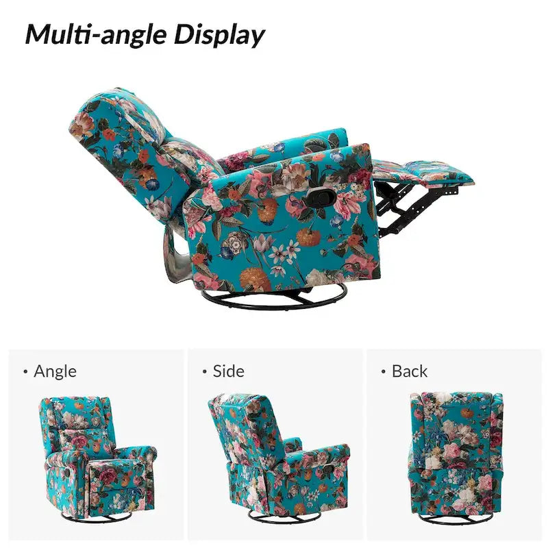 Fauteuil à bascule pivotant manuel à imprimé floral