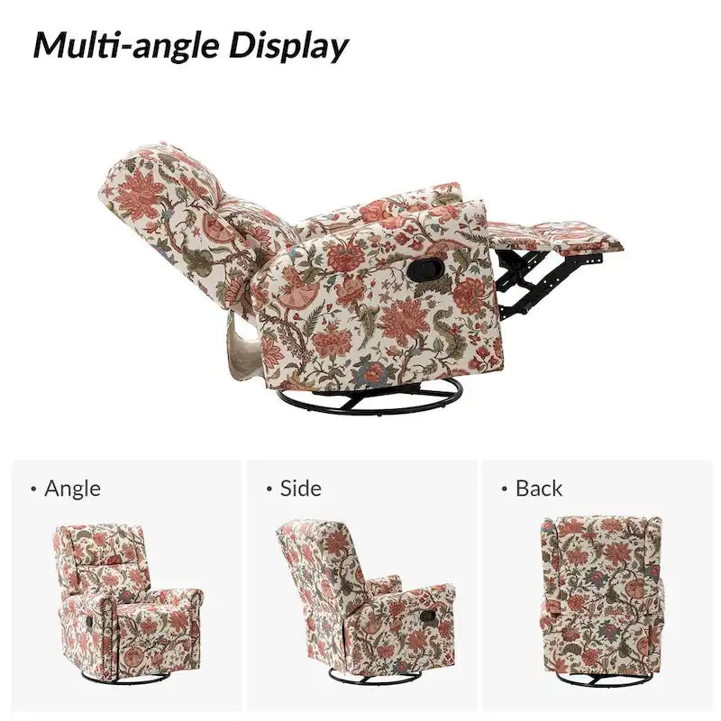 Fauteuil à bascule pivotant manuel à imprimé floral