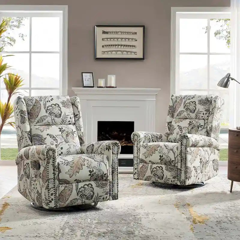 Fauteuil à bascule pivotant manuel à imprimé floral