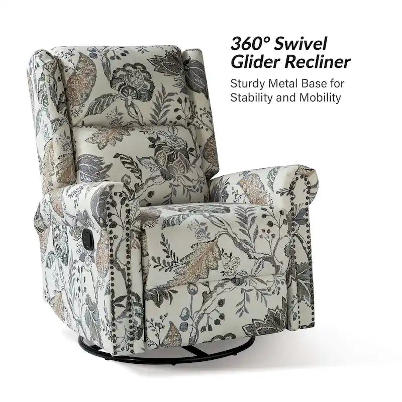 Fauteuil à bascule pivotant manuel à imprimé floral