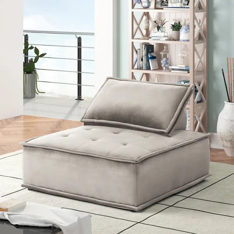Chaise longue sans accoudoirs en velours