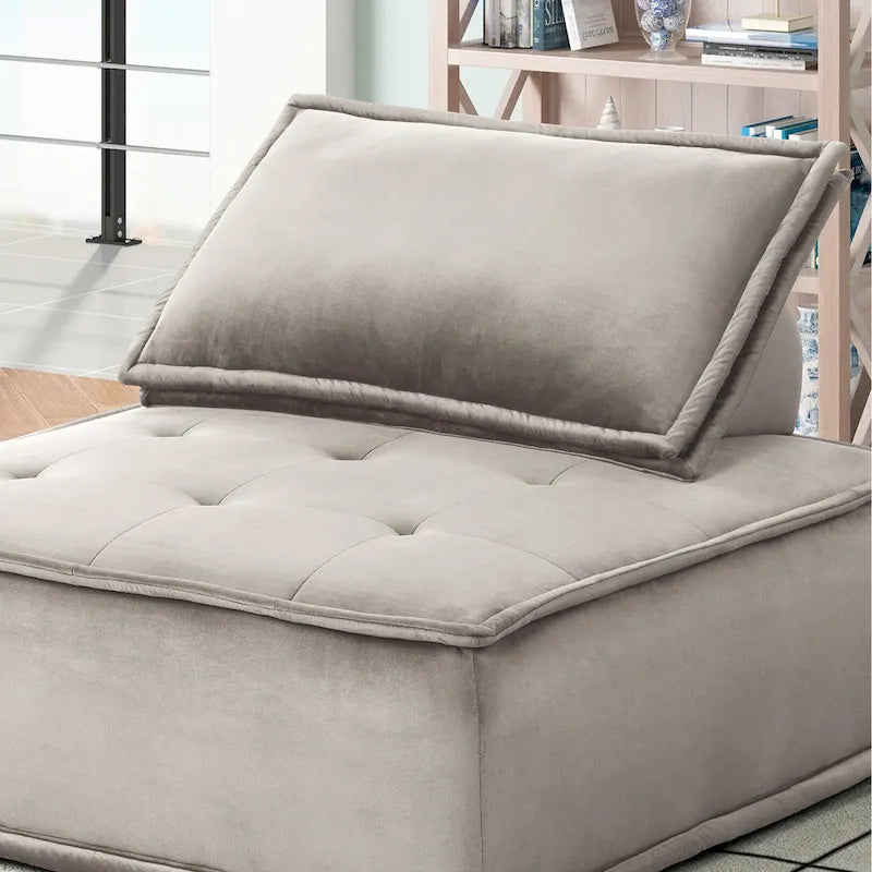 Chaise longue sans accoudoirs en velours