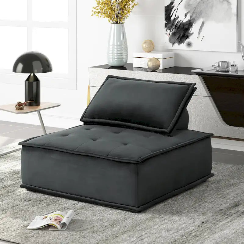 Chaise longue sans accoudoirs en velours
