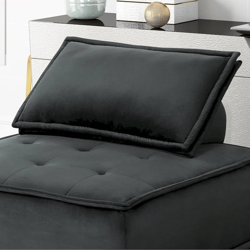 Chaise longue sans accoudoirs en velours