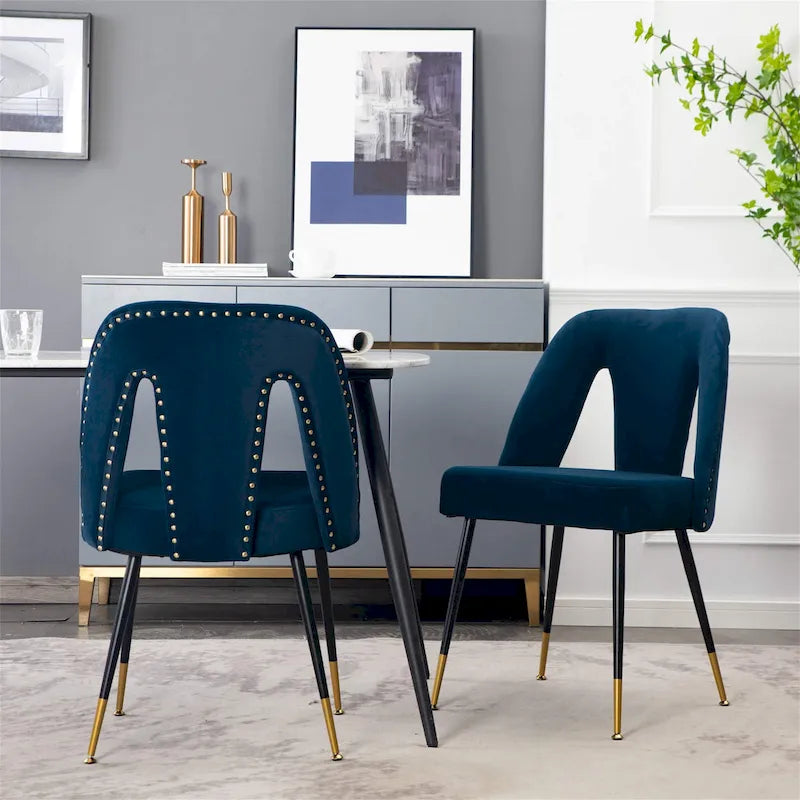 Chaises de salle à manger modernes en velours (lot de 2)