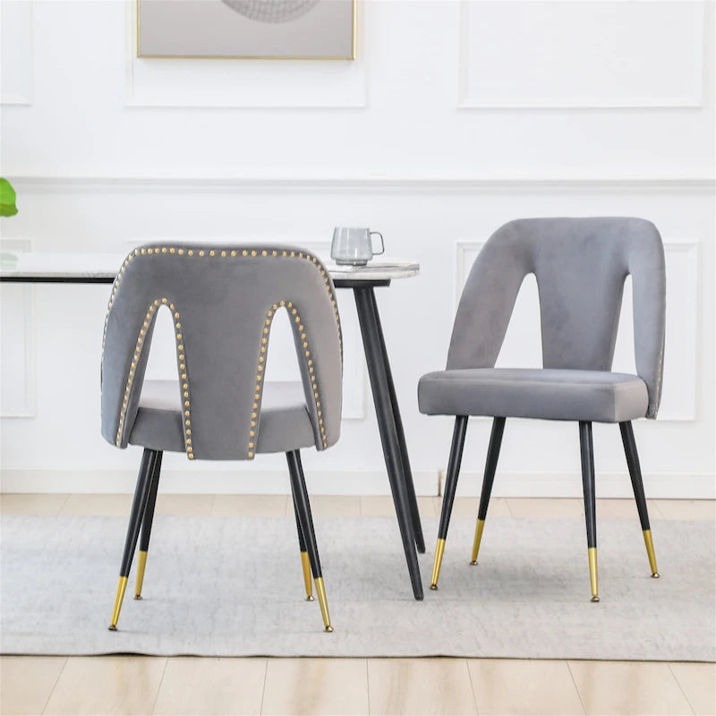 Chaises de salle à manger modernes en velours (lot de 2)
