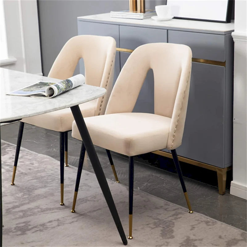 Chaises de salle à manger modernes en velours (lot de 2)