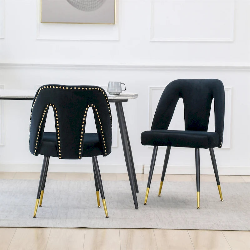 Chaises de salle à manger modernes en velours (lot de 2)