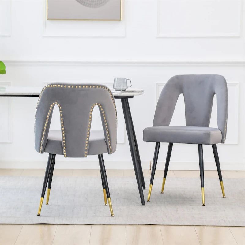 Chaises de salle à manger modernes en velours (lot de 2)