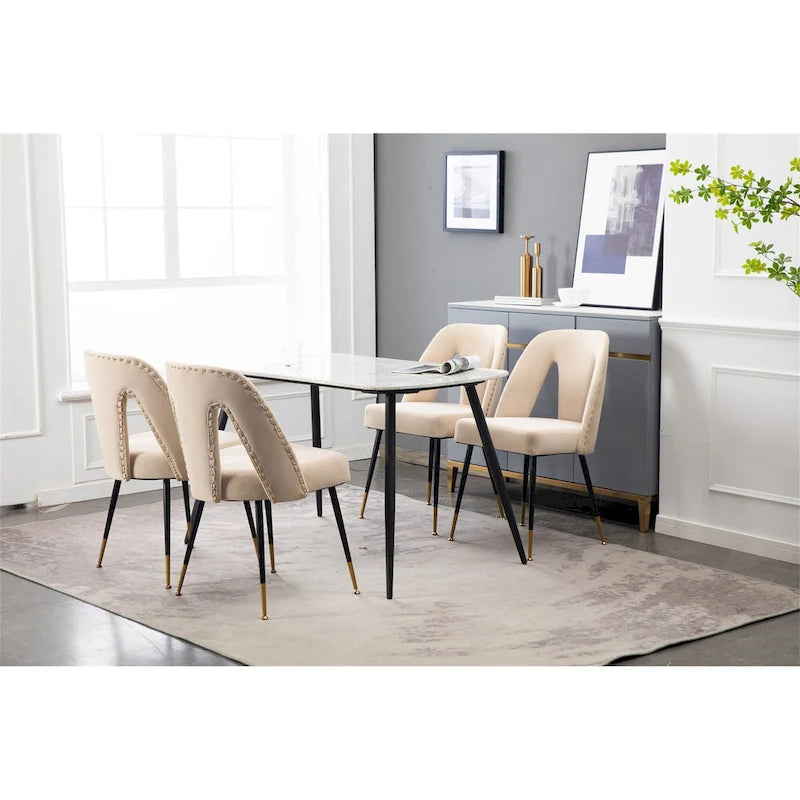 Chaises de salle à manger modernes en velours (lot de 2)
