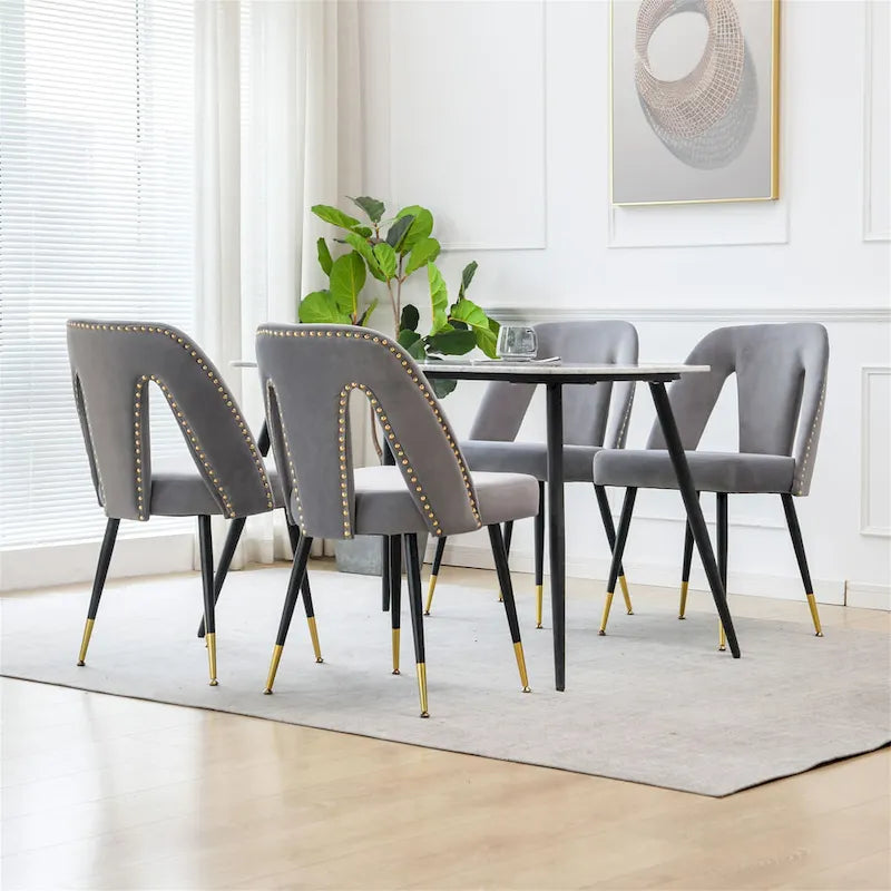 Chaises de salle à manger modernes en velours (lot de 2)