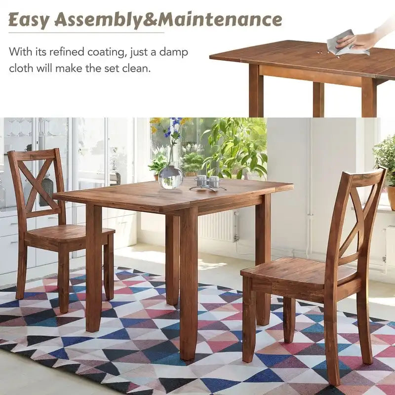 Table et chaises de coin-repas pliantes en bois