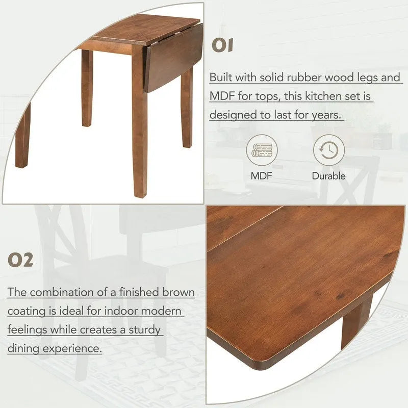 Table et chaises de coin-repas pliantes en bois
