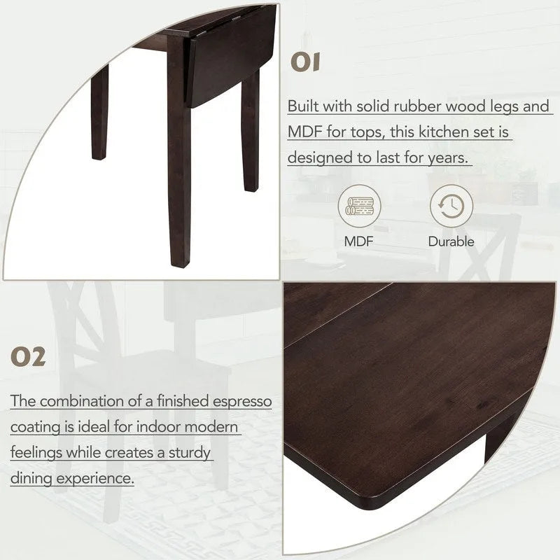 Table et chaises de coin-repas pliantes en bois
