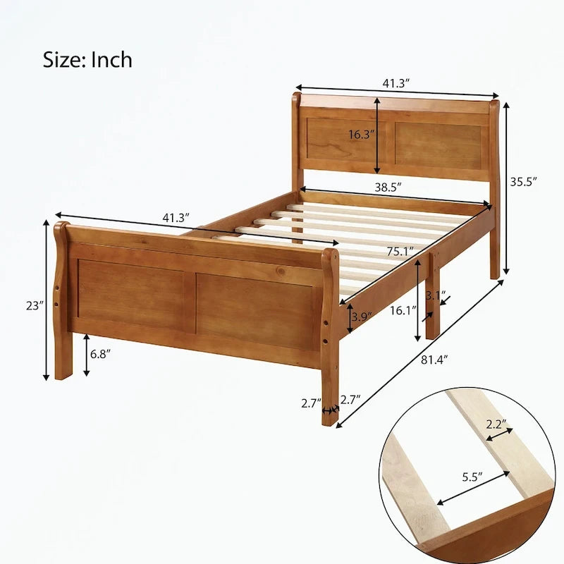 Tête/Pied de lit en bois pour plateforme de lit