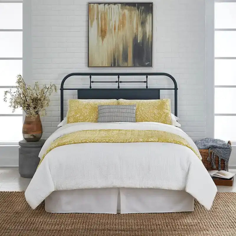 Tête de lit en métal vieilli style Queen size - Blanc antique ou Bleu marine